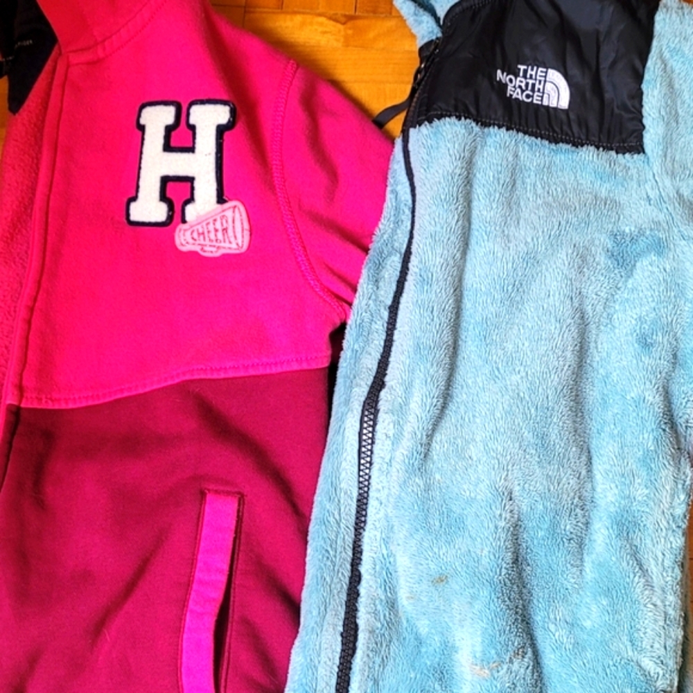 Two Items  North Face Kids Jacket in Light Blue and Black And TH Hoddie